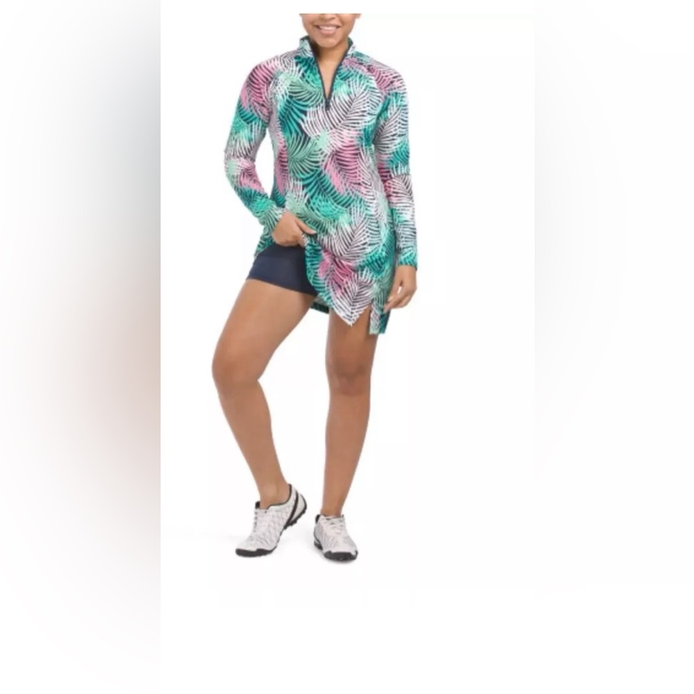 NWT Tommy Bahama tropical Golf Dress Zip Up with Shorts UPF 50, sz S orig $149+